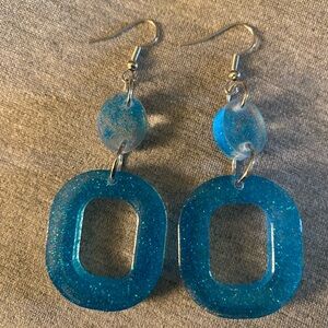 Sparkling Blue Dangle Earrings